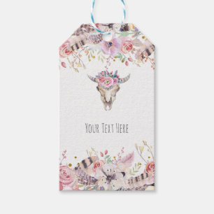 Bloem & Koeien schedel Boho Chic Country Glam Cadeaulabel
