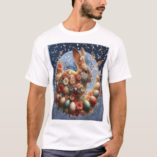 Bloem Konijn Pasen T-shirt (Voorkant)