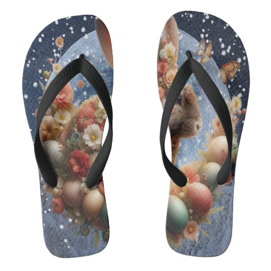 Bloem Konijn Pasen  Teenslippers (Voetbed)