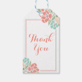 Bloem Koraal Teal Bedankt Cadeaulabel (Voorkant)