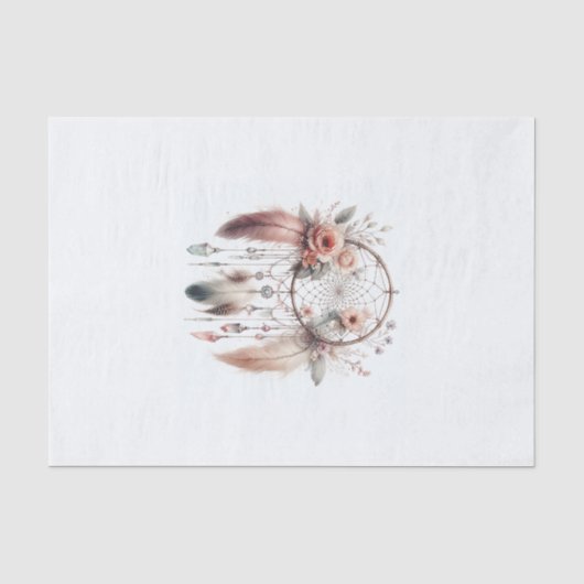Bloem Kristal Veer Droomvanger Boho Tissuepapier (Voorkant)