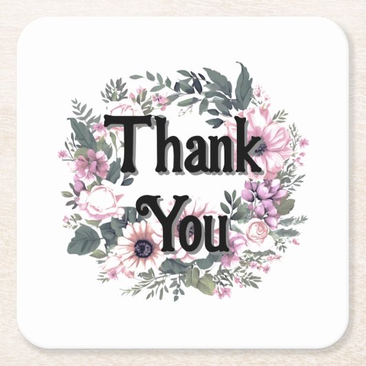 Bloem Label Dankjewel Krans Classy Coquette Kartonnen Onderzetters (Voorkant)