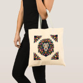 Bloem Leeuw Silhouet Tote Bag (Voorkant (product))