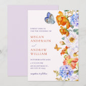 Bloem lente tuin vlinder bruiloft kaart (Voorkant / Achterkant)