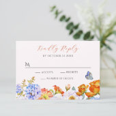 Bloem lente tuin vlinder RSVP kaartje (Staand voorkant)