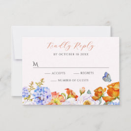 Bloem lente tuin vlinder RSVP kaartje