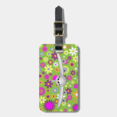  bloem-lentedagen met retrovliegtuig bagagelabel (Voorkant verticaal)