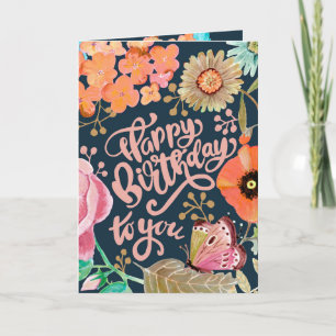 Bloem & Lettering Verjaardagskaart Kaart