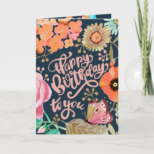 Bloem & Lettering Verjaardagskaart Kaart (Voorkant)