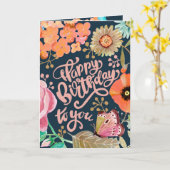 Bloem & Lettering Verjaardagskaart Kaart (Gele Bloem)