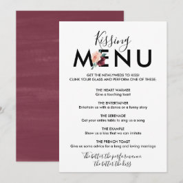 Bloem Lettering | Wijnrood Kissing Menu Kaart