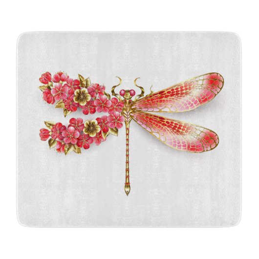 Bloem libel met sieraden sakura snijplank (Voorkant)