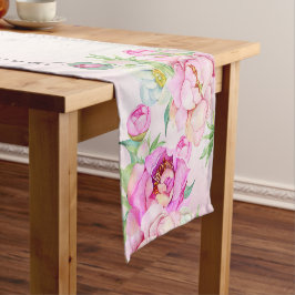 Bloem Licht Roze Koele Print Korte Tafelloper