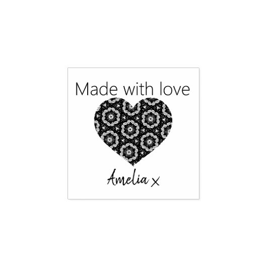  Bloem Liefde Hart - Gemaakt met Liefde Rubberstempel (Afrduk)