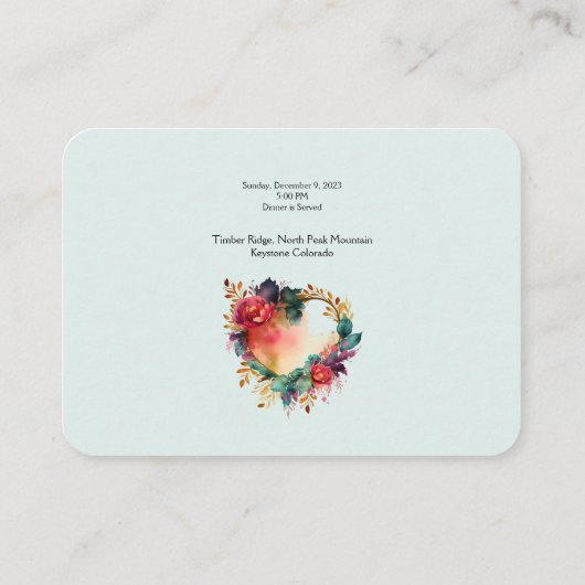 Bloem & Liefdevolle Vogel Hart Trouw Uitnodiging Informatiekaartje (Achterkant)