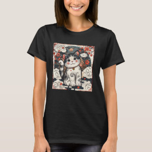 Bloem Liefhebber Vintage Kitten Traditionele Japan T-shirt
