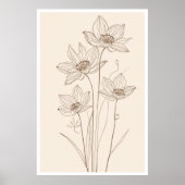 Bloem Lijn Kunst - Elegante Beige Poster (Voorkant)