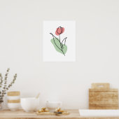 Bloem Lijn Kunst Poster (Keuken)