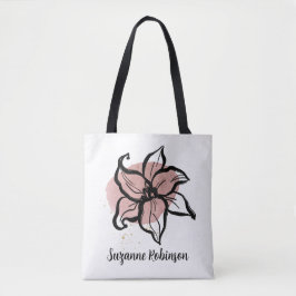 Bloem lijnkunst (PERSONALISEER) Tote Bag