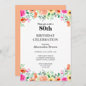 Bloem Lijst 80e Verjaardag Fotofeestje Kaart (Voorkant / Achterkant)