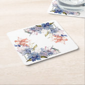 Bloem Lijst: Gepersonaliseerde bruiloft Onderzette Kartonnen Onderzetters (Schuin)