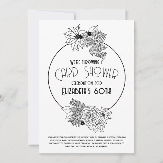 Bloem Lijst Kaart Shower 60th Birthday Invitation (Voorkant)