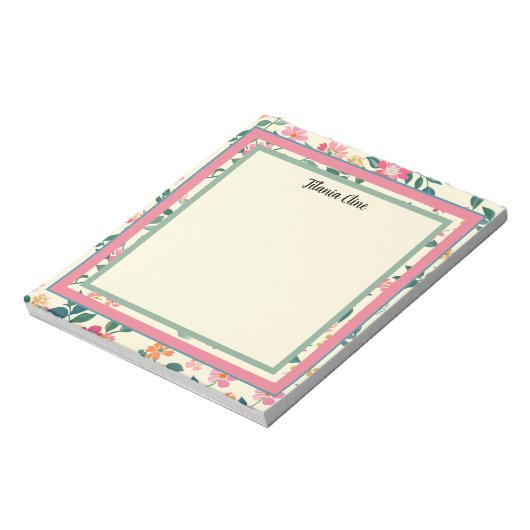 Bloem Lijst met lichtgele achtergrond Notitieblok (Linkerzijde)