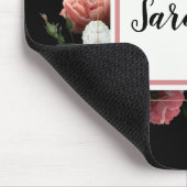 Bloem Lijst op zwarte  naam Mousepad Muismat (Hoek)