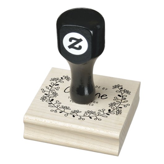 Bloem lijst script handgemaakt rubberstempel (Stempel)