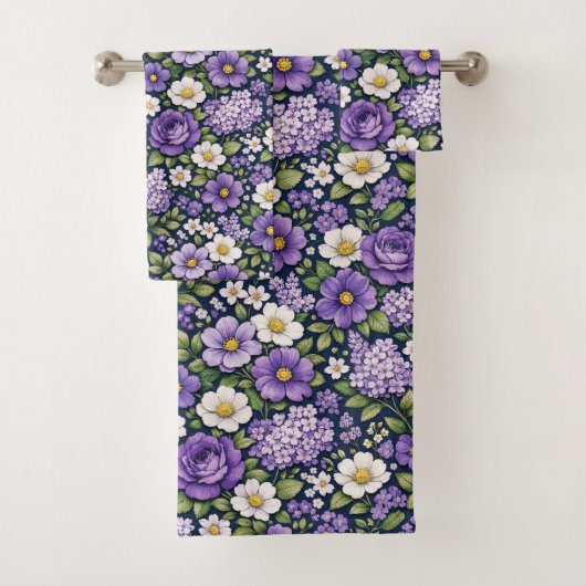 bloem lila bad handdoek (Insitu)