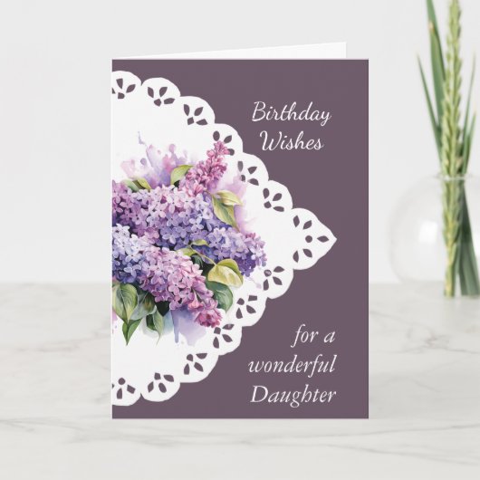 Bloem Lila Boeket Dochter Verjaardag Kaart (Voorkant)