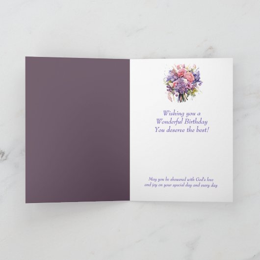 Bloem Lila Boeket Moeder Moeder Moeder Verjaardag  Kaart (Binnen)