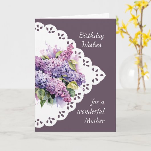 Bloem Lila Boeket Moeder Moeder Moeder Verjaardag  Kaart (Gele Bloem)