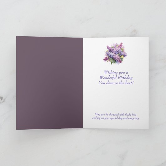 Bloem Lila Boeket nicht Verjaardag Kaart (Binnen)