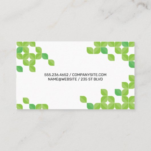 Bloem Logo | Groen lederen patroon Visitekaartje (Achterkant)