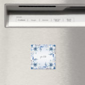 Bloem Magnet met Blauwe Bloemen (Insitu (Vaatwasser))