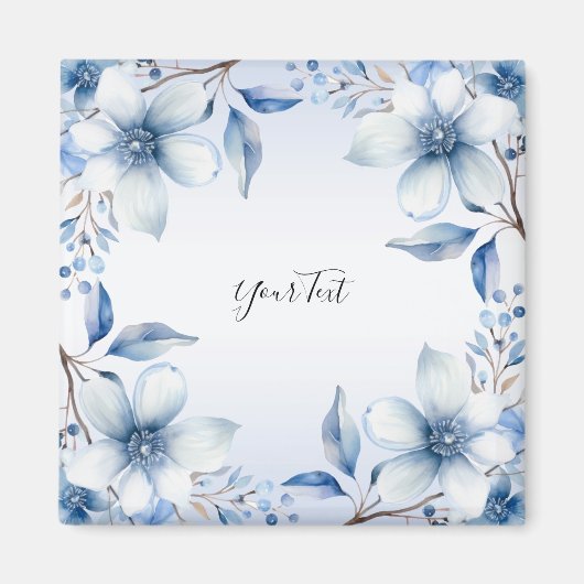 Bloem Magnet met Blauwe Bloemen (Voorkant)