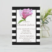 Bloem, Magnolia Black White Stripes Vrijgezellenfe Kaart (Staand voorkant)