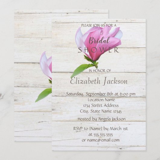 Bloem, Magnolia Wood Texture Vrijgezellenfeest Kaart (Voorkant / Achterkant)