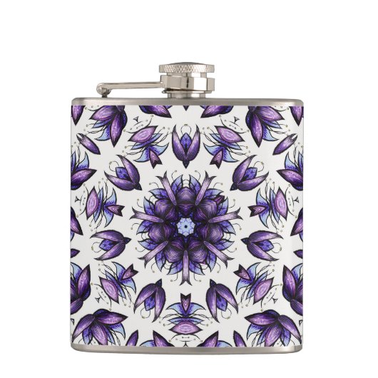 Bloem Mandala Abstract Kaleidoscopisch Patroon Heupfles (Voorkant)