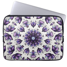 Bloem Mandala Abstract Kaleidoscopisch Patroon Laptop Sleeve