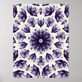 Bloem Mandala Abstract Kaleidoscopisch Patroon Poster