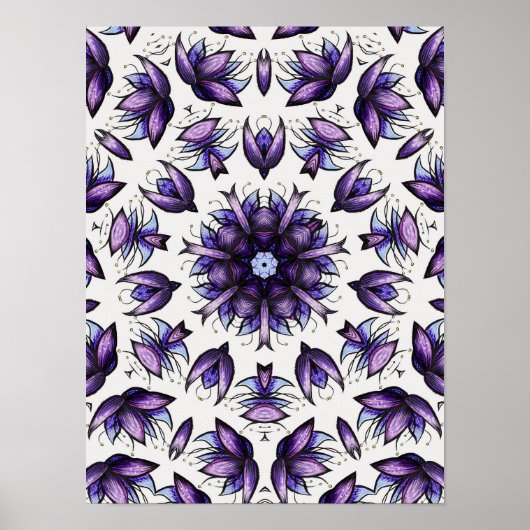 Bloem Mandala Abstract Kaleidoscopisch Patroon Poster (Voorkant)