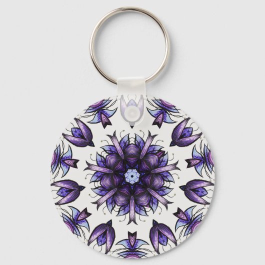 Bloem Mandala Abstract Kaleidoscopisch Patroon Sleutelhanger (Voorkant)