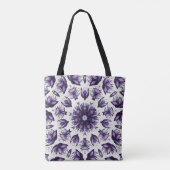 Bloem Mandala Abstract Kaleidoscopisch Patroon Tote Bag (Achterkant)