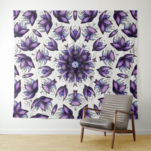 Bloem Mandala Abstract Kaleidoscopisch Patroon Wandkleed (In Situ (horizontaal))