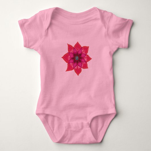 Bloem mandala Baby Jersey Bodysuit, Wit Romper (Voorkant)