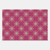 Bloem Mandala Batik Patroon op Wit Blauw Roze Inpakpapier Vel (Voorkant 3)