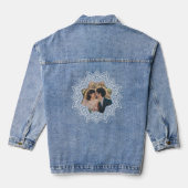Bloem mandala bloemvormige aangepaste foto gemakke denim jacket (Achterkant)