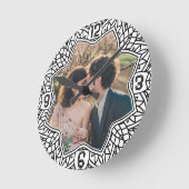 Bloem mandala bloemvormige gepersonaliseerde foto ronde klok (Hoek)